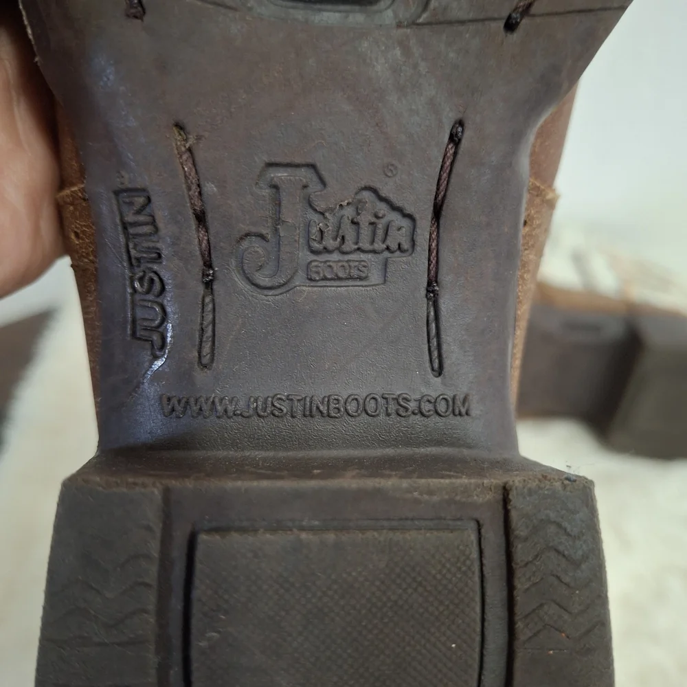 Justin Kids White and Brown Boots Size 13.5.